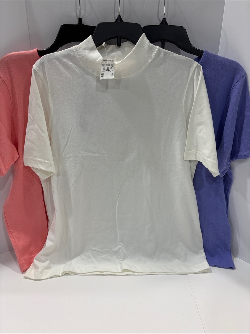 Christopher & Banks Cotton Mock Neck Scoop Neck Short Sleeve Shirts